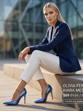OLIVIA FERGUSON / Kiara / Metallic Blue / Pointed-Toe / Stiletto High Heels /  S